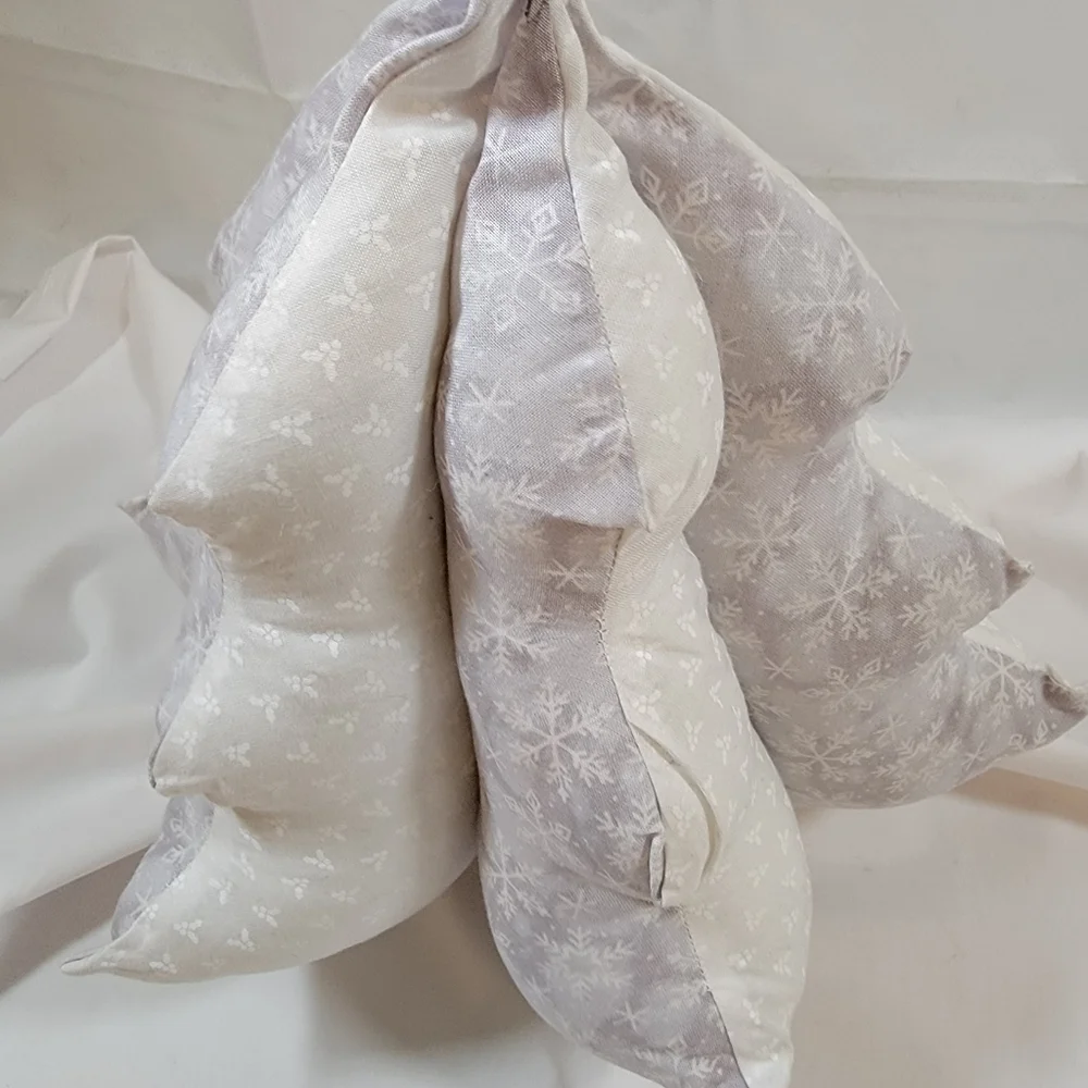 Blue And White Handcrafted Fabric Christmas Tree. 11